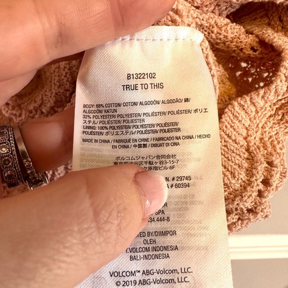 VOLCOM NWT Mushroom Ribbed Crochet All Day Sleeveless Midi Dress NEW - Picture 8 of 11